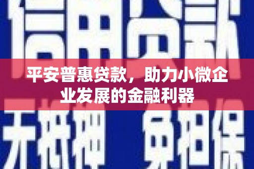 烈山平安普惠贷款，助力小微企业发展的金融利器